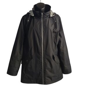 INTL d.e.t.a.i.l.s Women's Black Zip Front Hooded Lined Coat Jacket Size XL